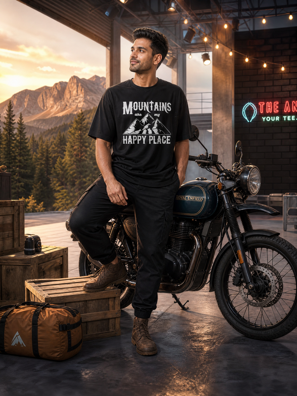 Camping - 💙 Mountains Are My Happy Place - Unisex Oversized Classic T-Shirt