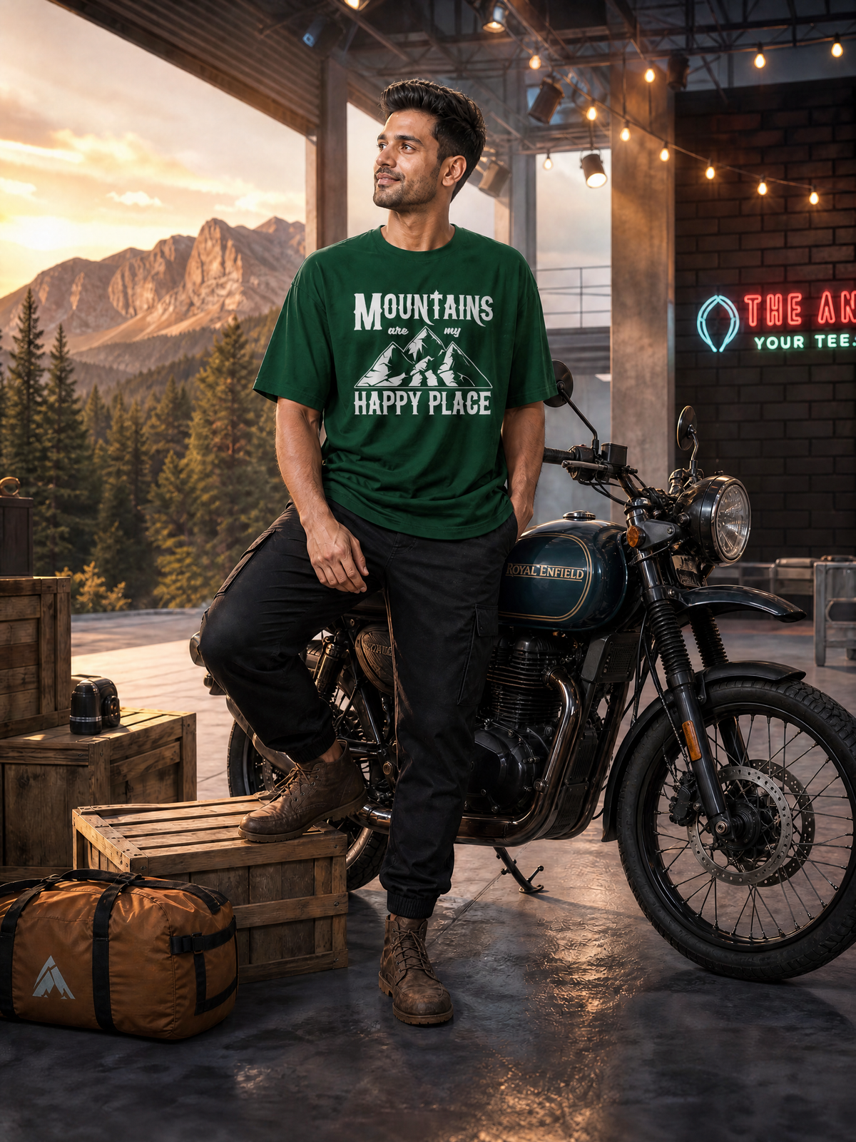 Camping - 💙 Mountains Are My Happy Place - Unisex Oversized Classic T-Shirt