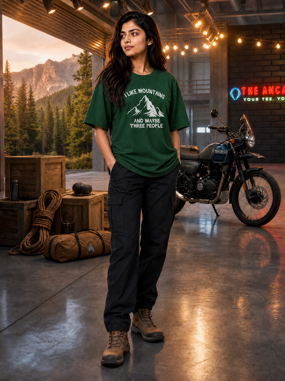 Camping - 🏔️ I Like Mountains And Maybe Three People - People-Unisex Oversized Classic T-Shirt