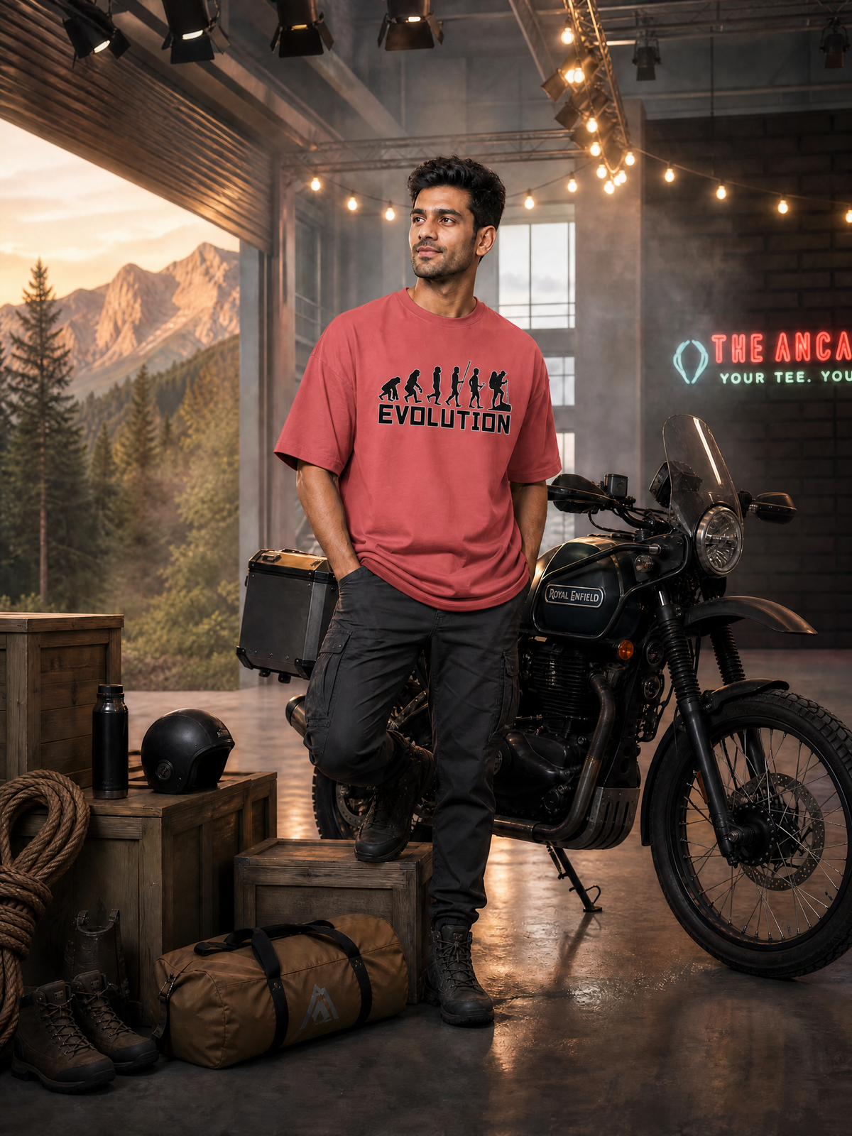 Camping - 🥾 Evolution (Hiker) - Unisex Oversized Classic T-Shirt