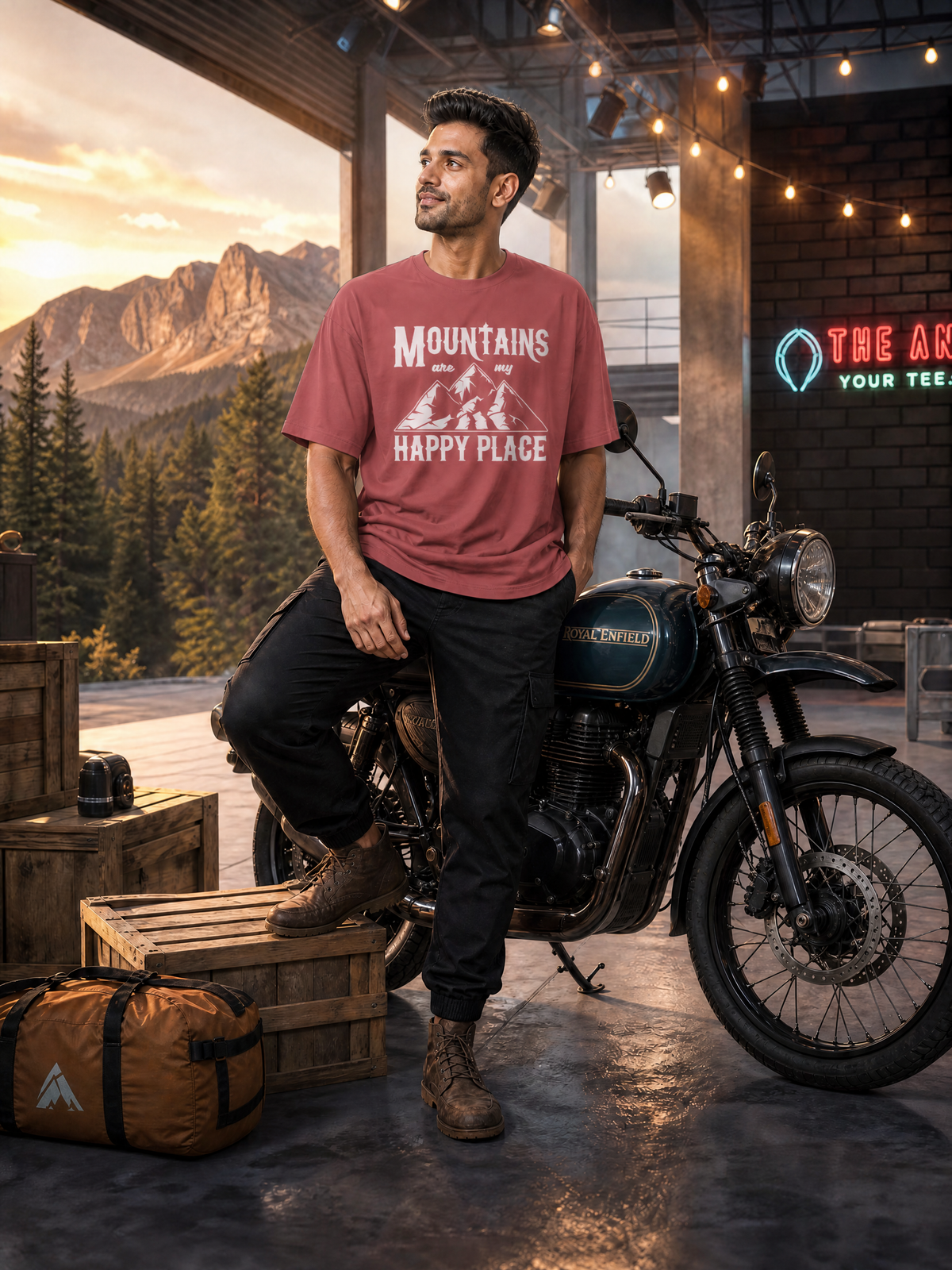 Camping - 💙 Mountains Are My Happy Place - Unisex Oversized Classic T-Shirt