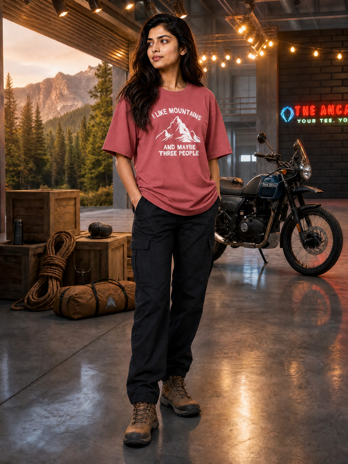 Camping - 🏔️ I Like Mountains And Maybe Three People - People-Unisex Oversized Classic T-Shirt