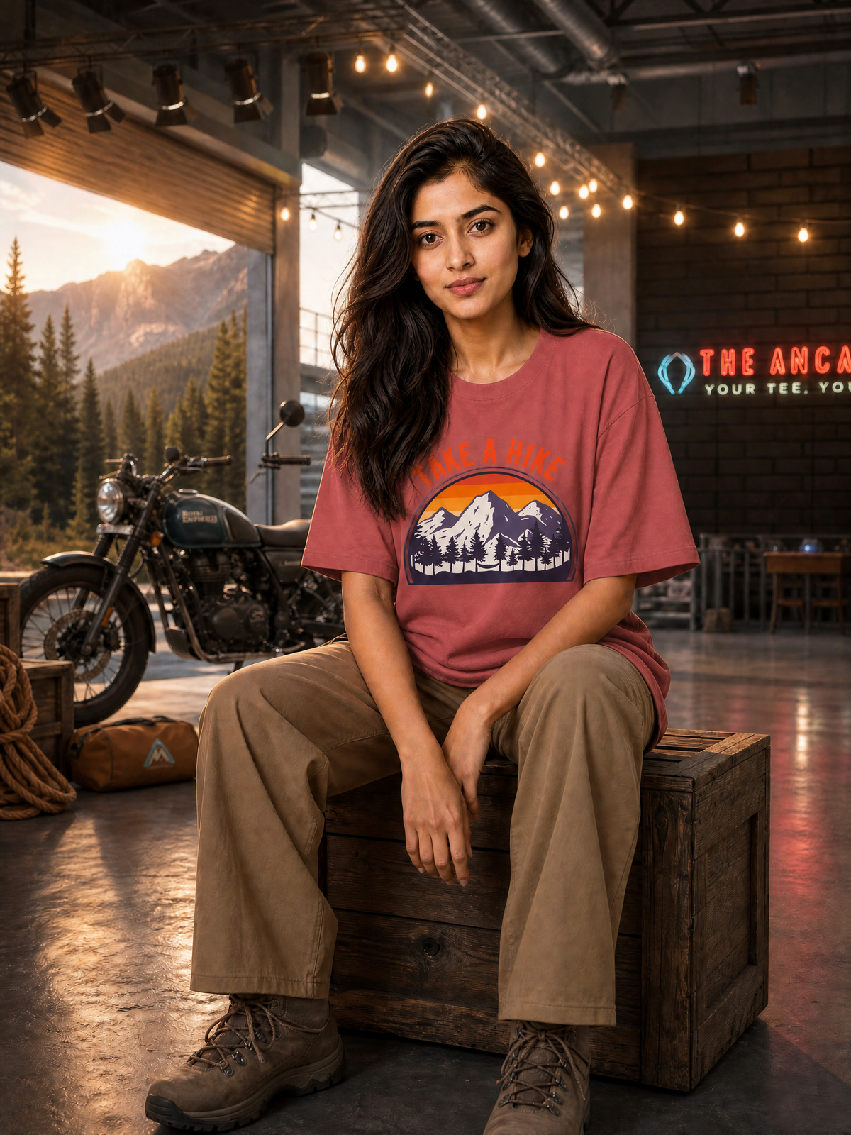 Camping - 🌅 Take A Hike (Retro) - Unisex Oversized Classic T-Shirt
