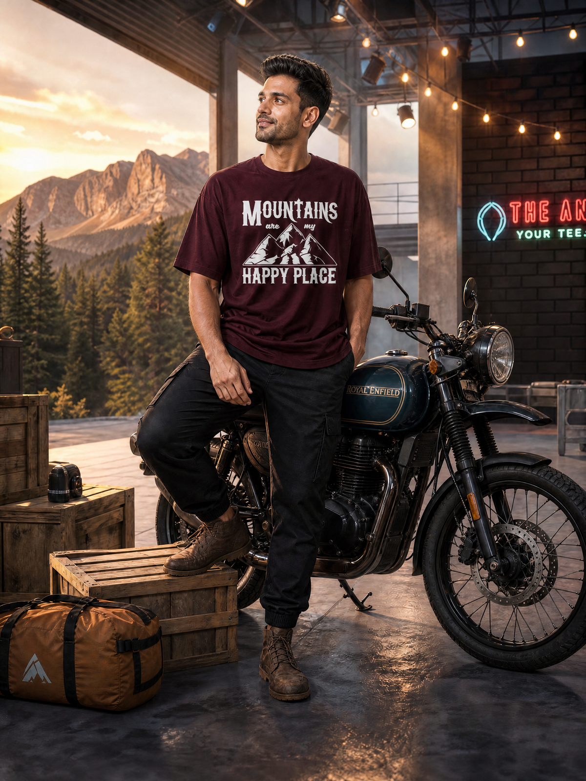 Camping - 💙 Mountains Are My Happy Place - Unisex Oversized Classic T-Shirt