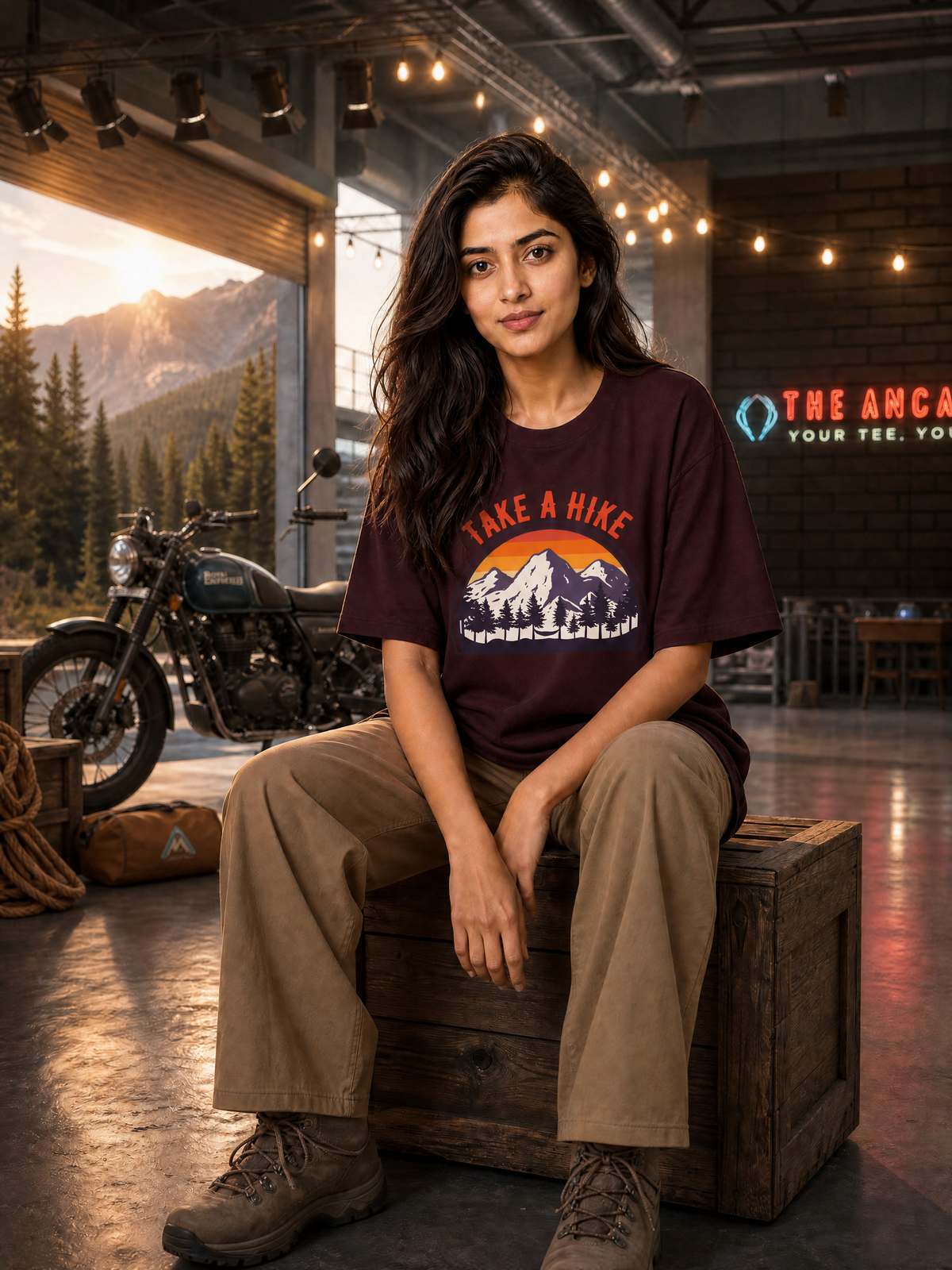Camping - 🌅 Take A Hike (Retro) - Unisex Oversized Classic T-Shirt