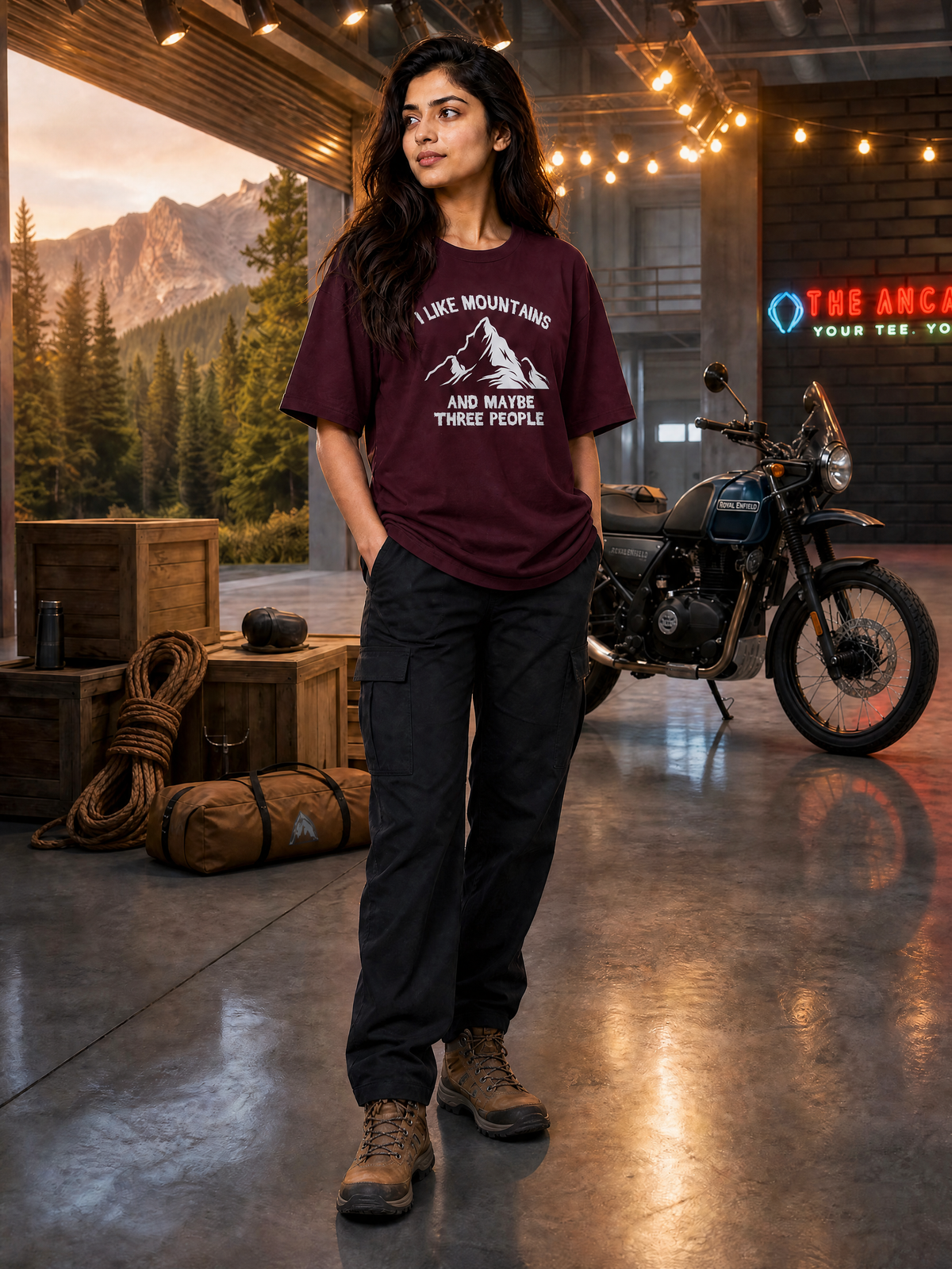Camping - 🏔️ I Like Mountains And Maybe Three People - People-Unisex Oversized Classic T-Shirt