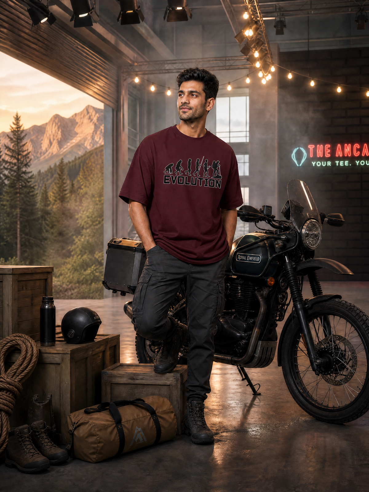 Camping - 🥾 Evolution (Hiker) - Unisex Oversized Classic T-Shirt