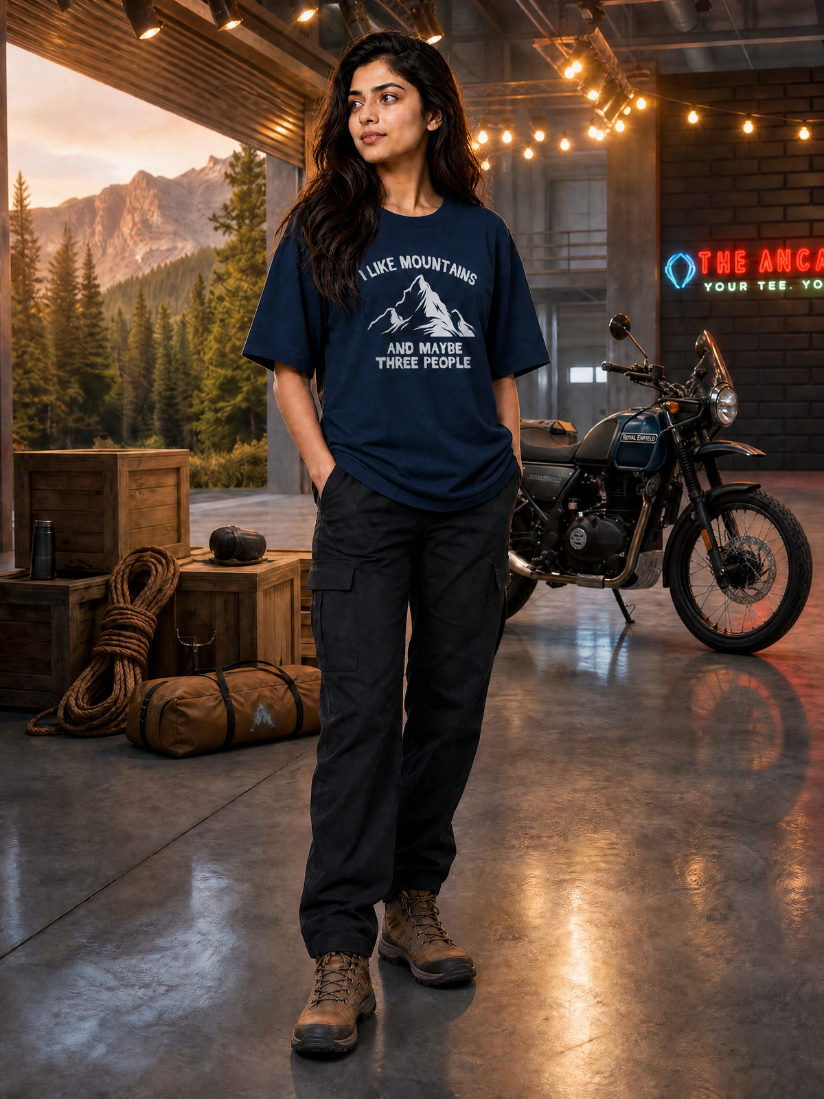 Camping - 🏔️ I Like Mountains And Maybe Three People - People-Unisex Oversized Classic T-Shirt