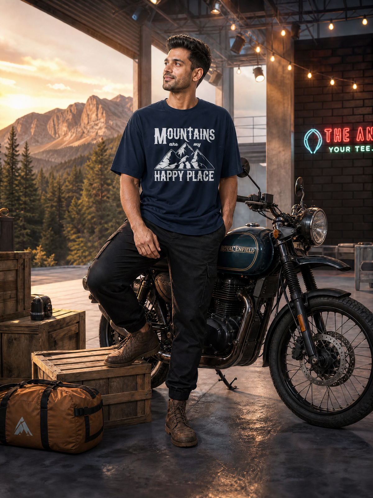 Camping - 💙 Mountains Are My Happy Place - Unisex Oversized Classic T-Shirt