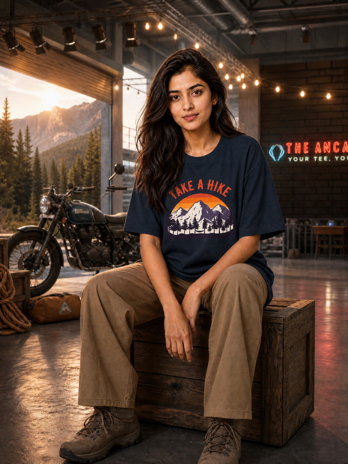 Camping - 🌅 Take A Hike (Retro) - Unisex Oversized Classic T-Shirt
