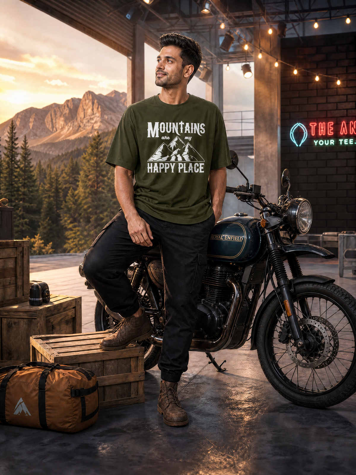 Camping - 💙 Mountains Are My Happy Place - Unisex Oversized Classic T-Shirt