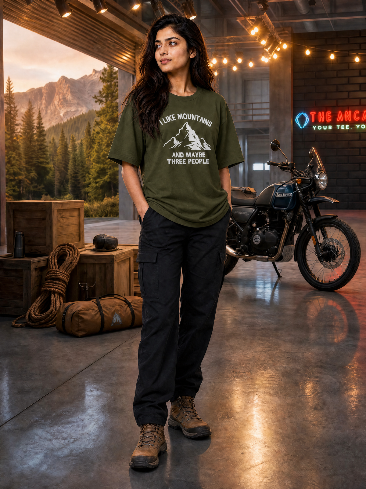 Camping - 🏔️ I Like Mountains And Maybe Three People - People-Unisex Oversized Classic T-Shirt