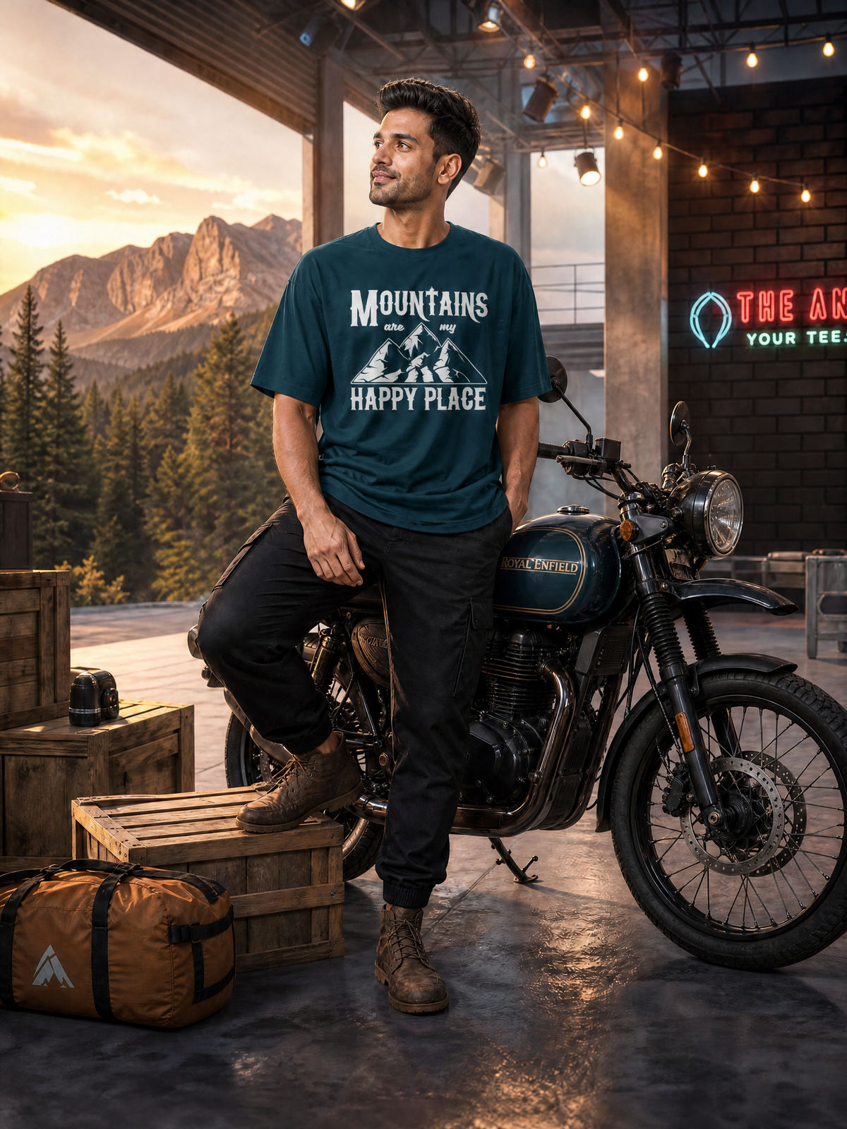 Camping - 💙 Mountains Are My Happy Place - Unisex Oversized Classic T-Shirt