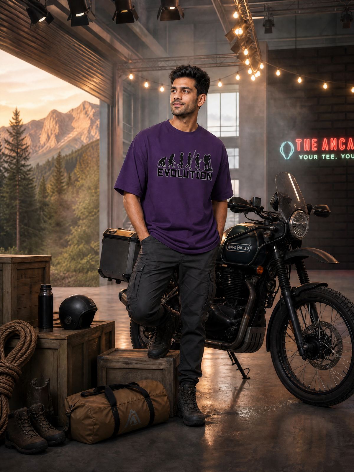 Camping - 🥾 Evolution (Hiker) - Unisex Oversized Classic T-Shirt