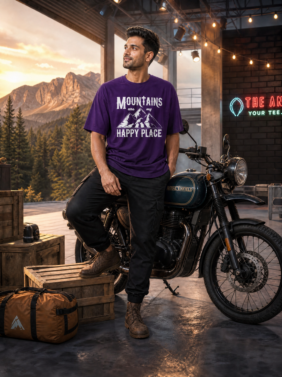 Camping - 💙 Mountains Are My Happy Place - Unisex Oversized Classic T-Shirt