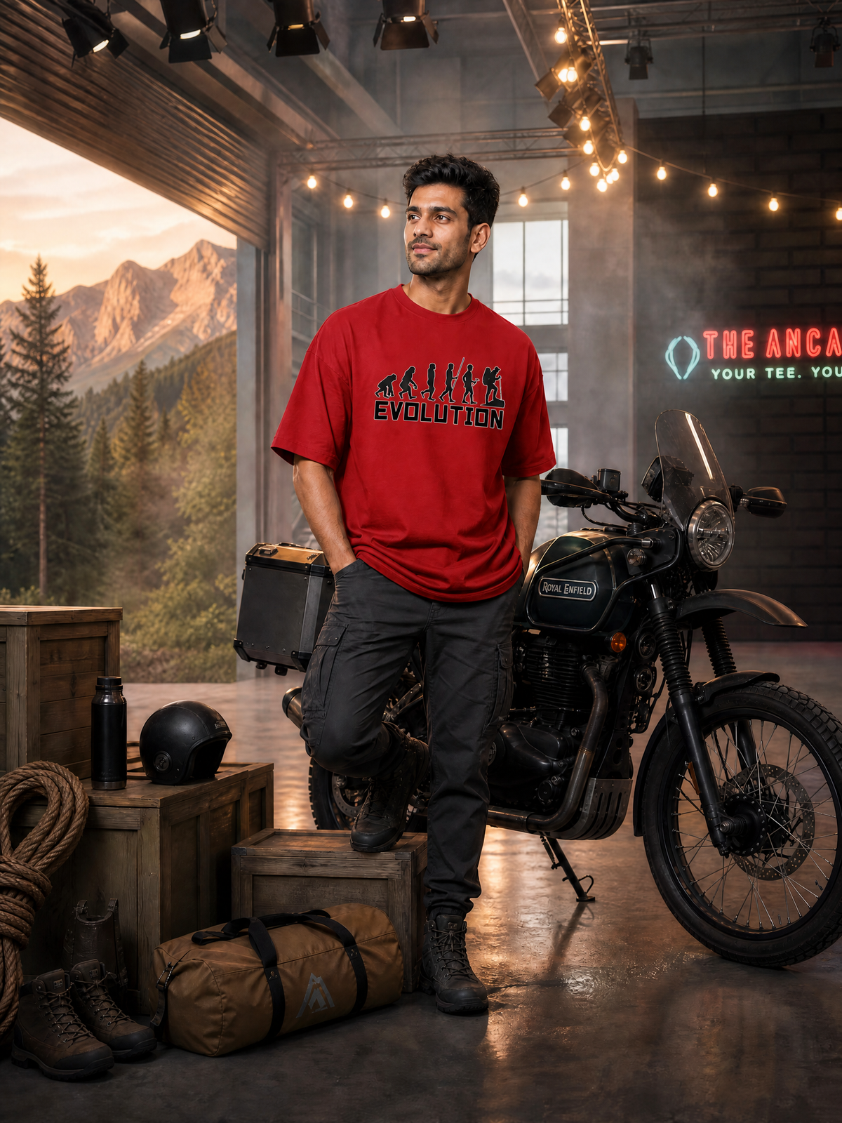 Camping - 🥾 Evolution (Hiker) - Unisex Oversized Classic T-Shirt