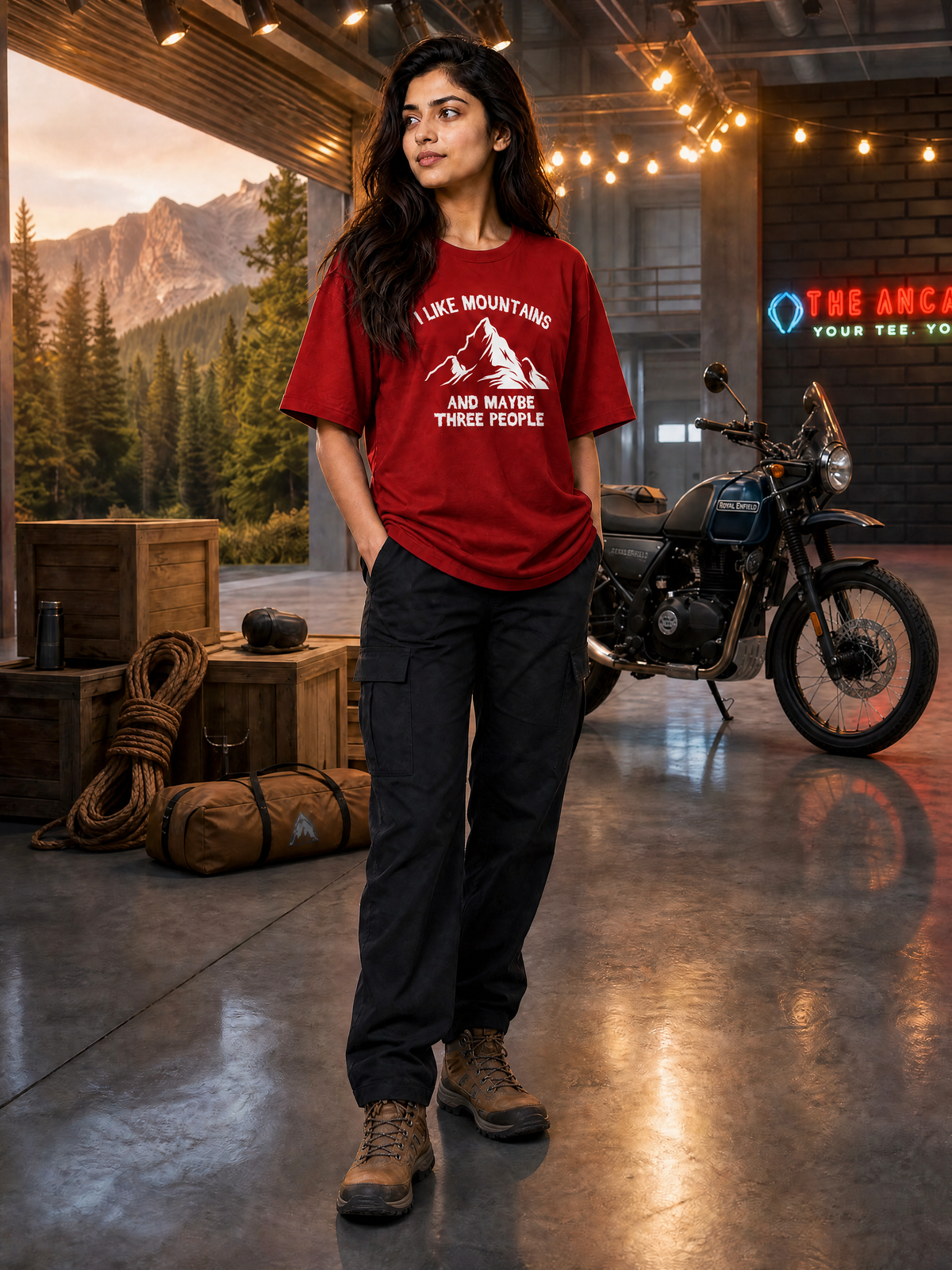 Camping - 🏔️ I Like Mountains And Maybe Three People - People-Unisex Oversized Classic T-Shirt