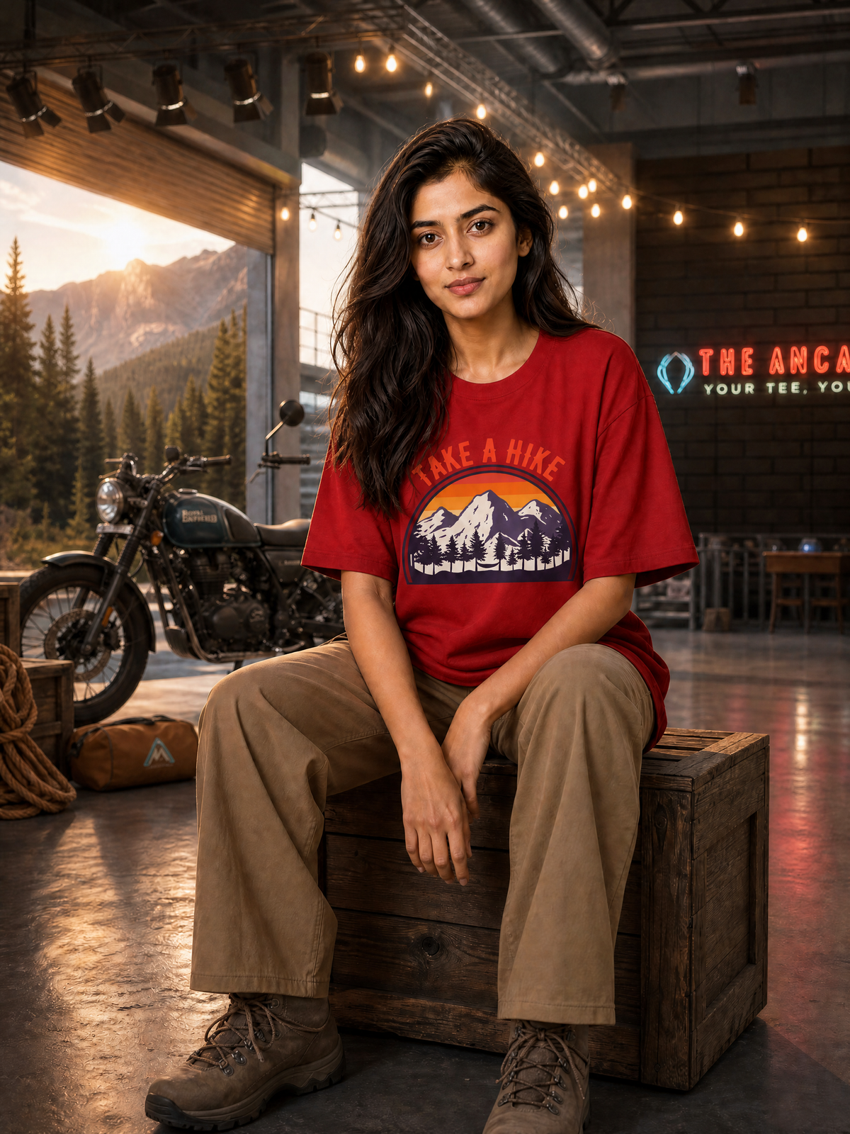 Camping - 🌅 Take A Hike (Retro) - Unisex Oversized Classic T-Shirt