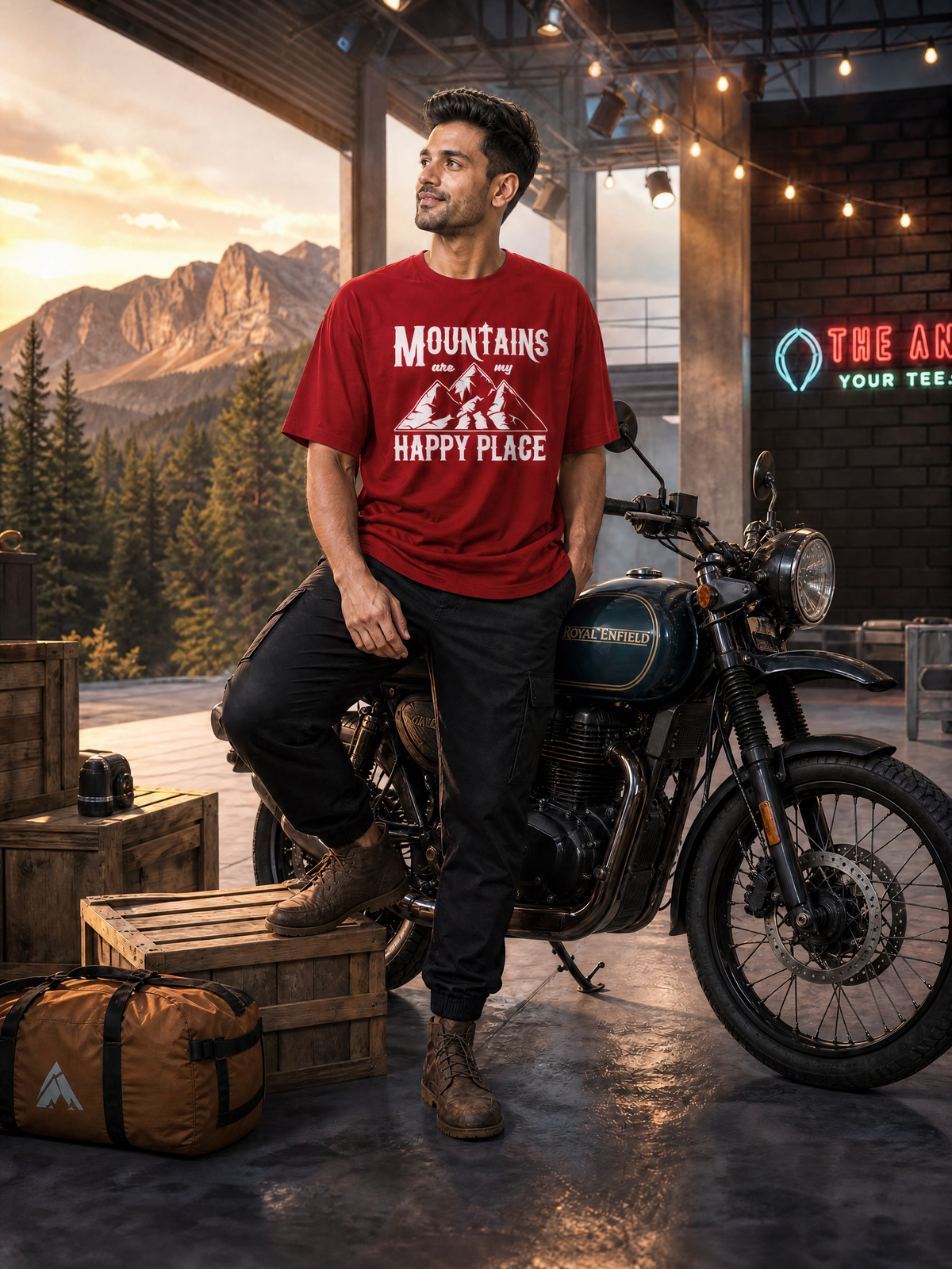 Camping - 💙 Mountains Are My Happy Place - Unisex Oversized Classic T-Shirt