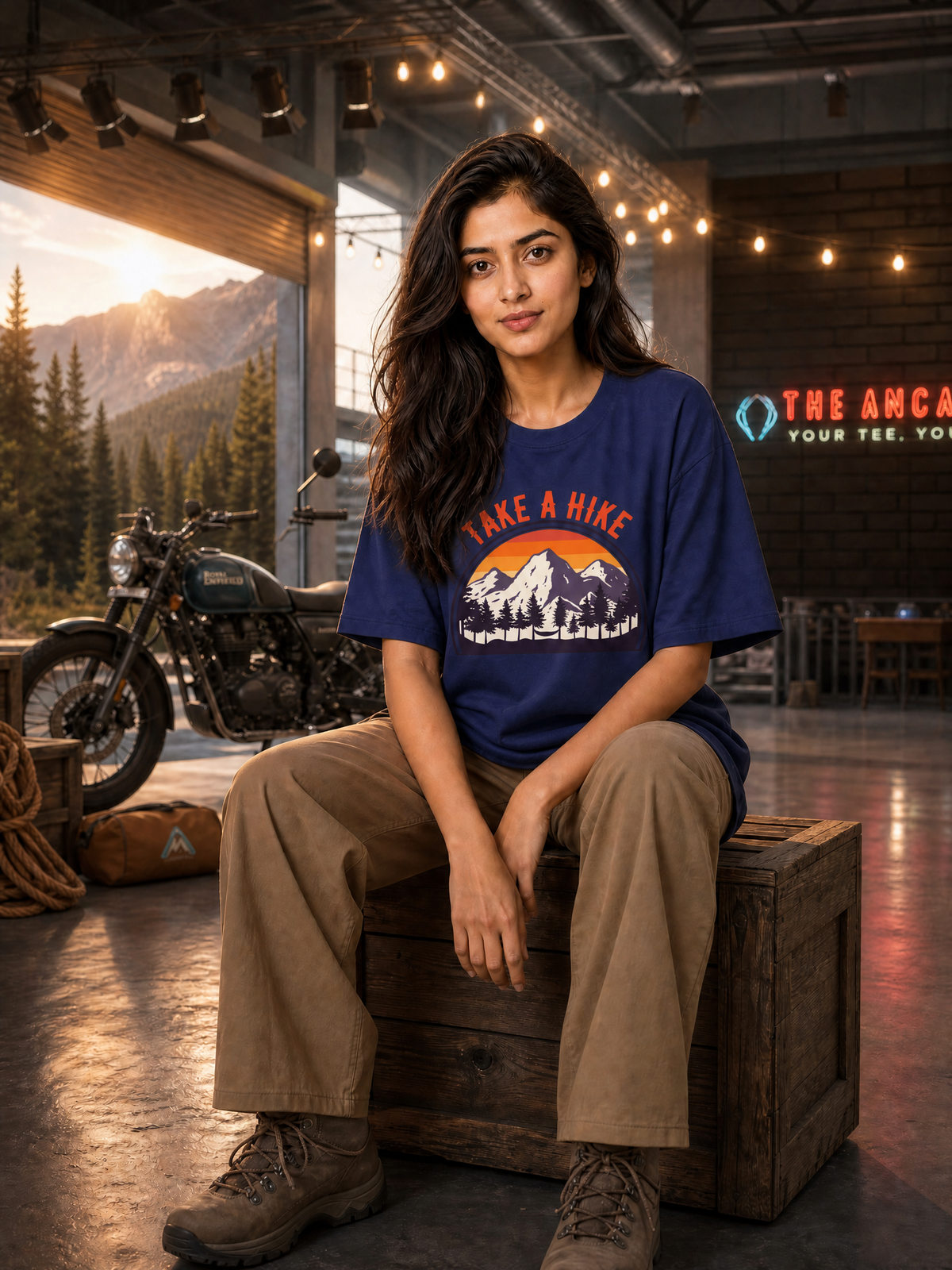 Camping - 🌅 Take A Hike (Retro) - Unisex Oversized Classic T-Shirt