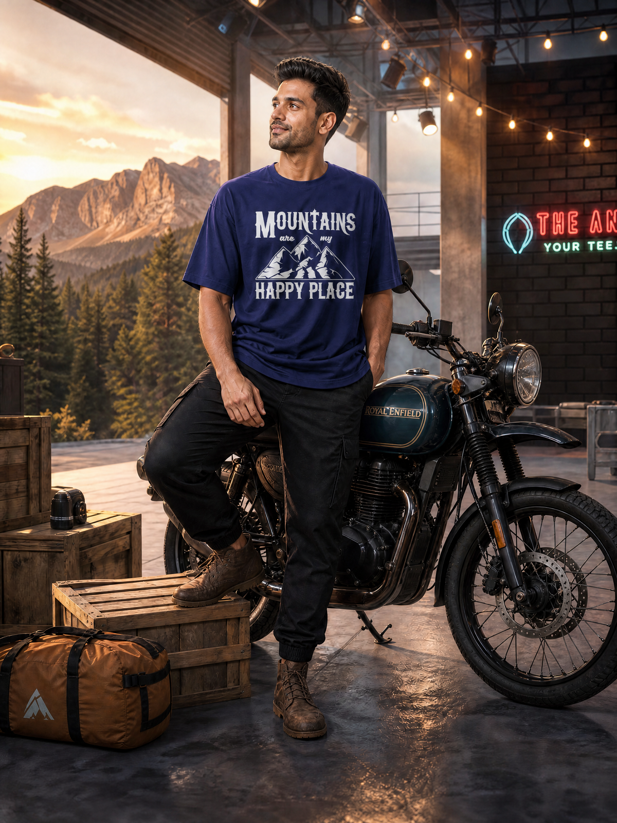 Camping - 💙 Mountains Are My Happy Place - Unisex Oversized Classic T-Shirt