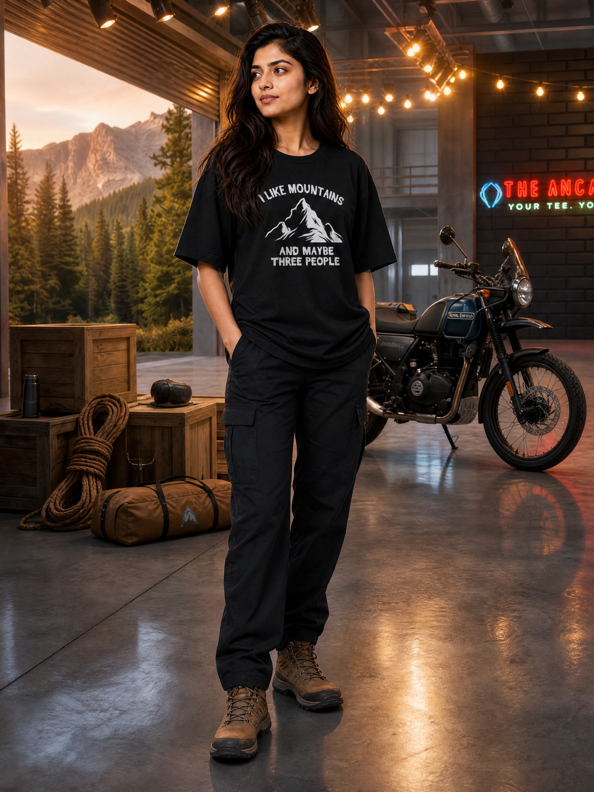 Camping - 🏔️ I Like Mountains And Maybe Three People - People-Unisex Oversized Classic T-Shirt