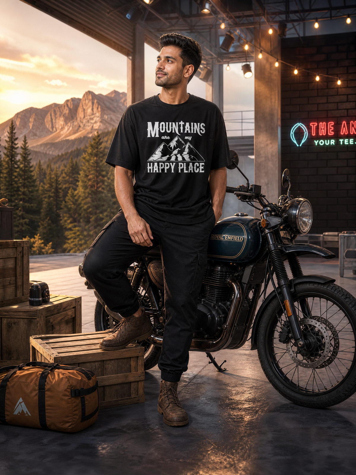 Camping - 💙 Mountains Are My Happy Place - Unisex Oversized Classic T-Shirt