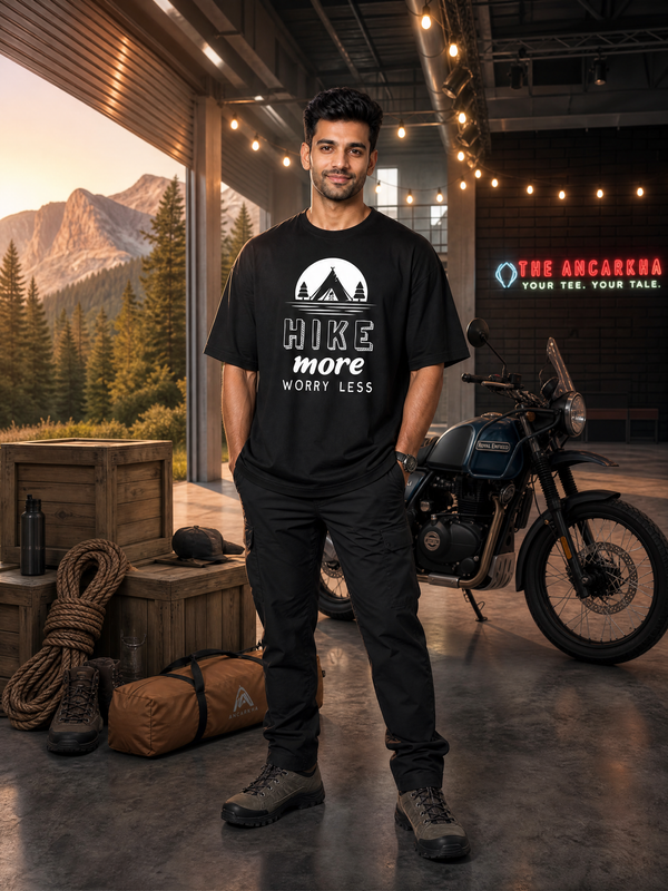 Camping -🌙 Hike More Worry Less - Unisex Oversized Classic T-Shirt