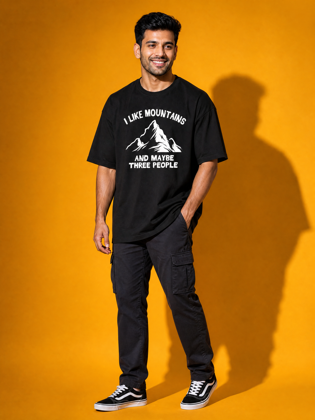 Camping - 🏔️ I Like Mountains And Maybe Three People - People-Unisex Oversized Classic T-Shirt